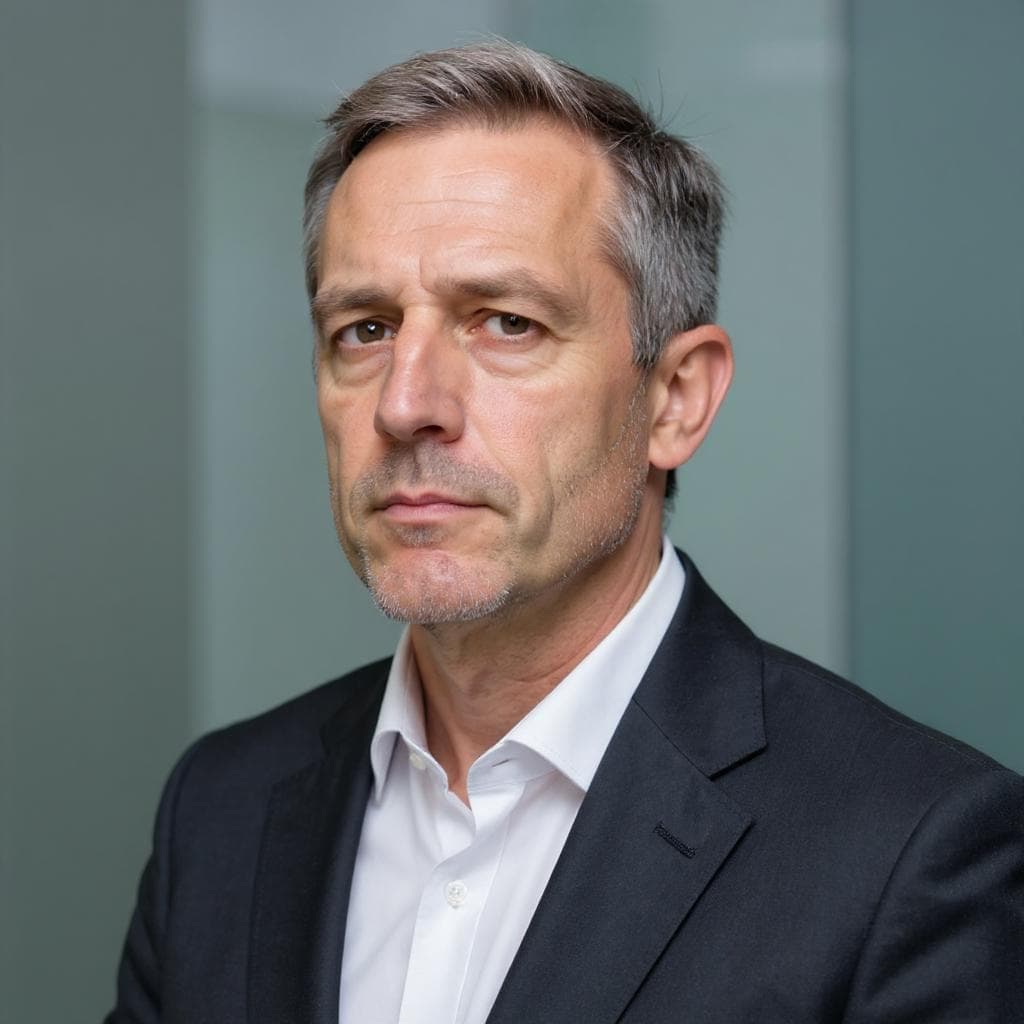 AI generated headshot example 2 - Professional portrait of young man with short brown hair, ideal for LinkedIn and corporate profiles