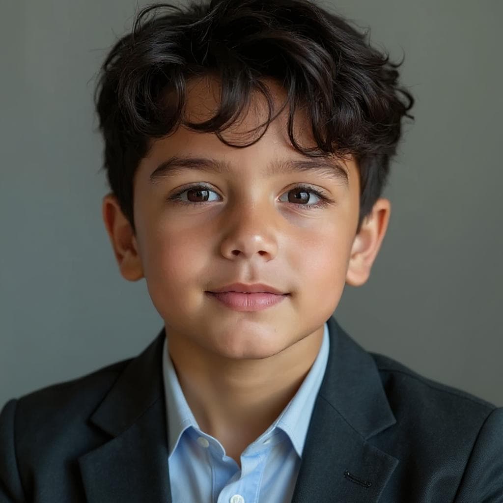 Professional AI headshot for kids, high-quality child ID photo generator.